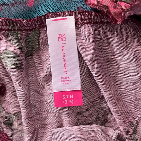 Burgundy Floral Lace Mesh Tie Neck Sleeveless - Picture 10 of 11